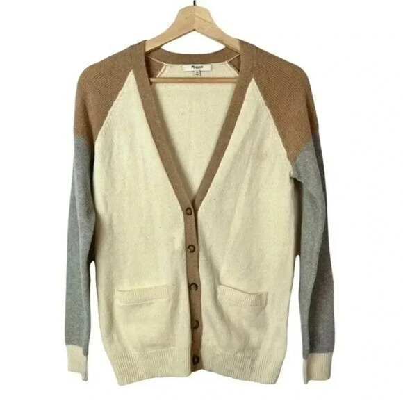 Madewell Colorblock Journal Merino Wool Button Down Cardigan Sweater XS - Picture 1 of 4